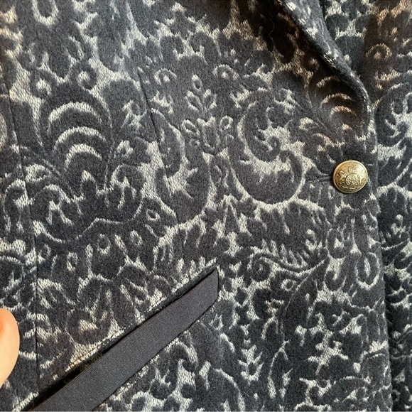 Cabi Wool Blend Jacquard Navy and Gray Jacket size 12 - Picture 8 of 16